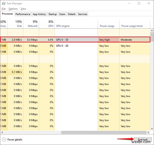 Find Power Hogs and apps using high battery with Task Manager in Windows 10