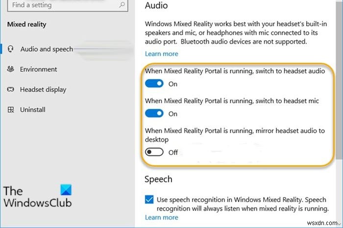 How to Turn On or Off settings when Mixed Reality Portal is running in Windows 10