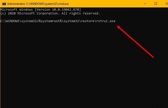 Rstrui.exe not working or recognized in Windows 10