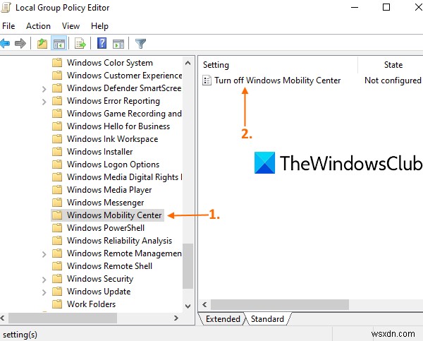 How to disable Windows Mobility Centre in Windows 10