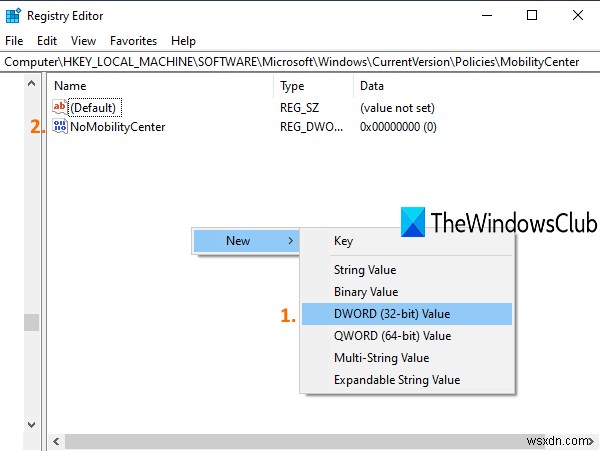 How to disable Windows Mobility Centre in Windows 10