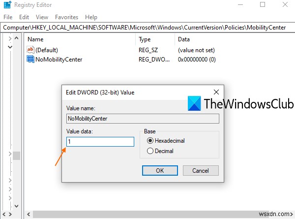 How to disable Windows Mobility Centre in Windows 10