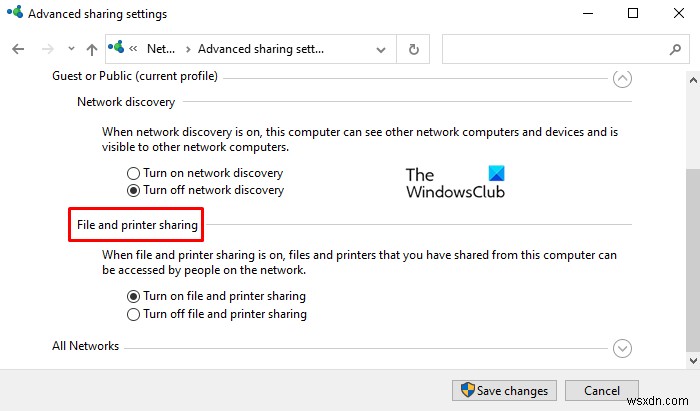 How to Turn On or Off File and Printer Sharing in Windows 11/10