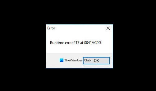 How to fix Runtime Error 217 on Windows 11/10