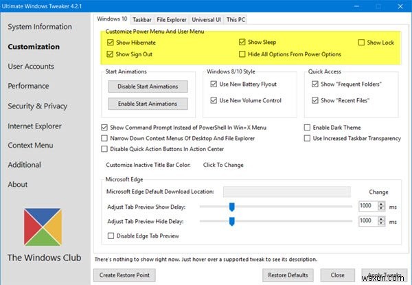 Power Options (Sleep, Shut down, Restart) missing from Start Menu in Windows 11/10
