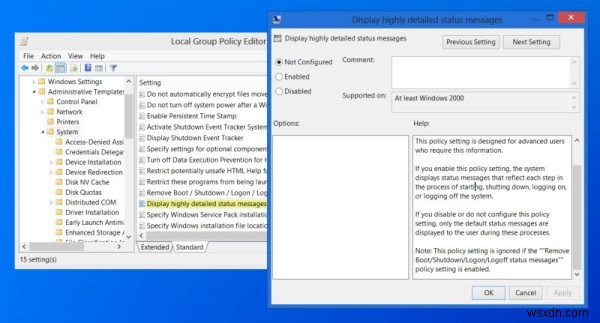 Enable Verbose or Highly Detailed Status Messages in Windows 11/10