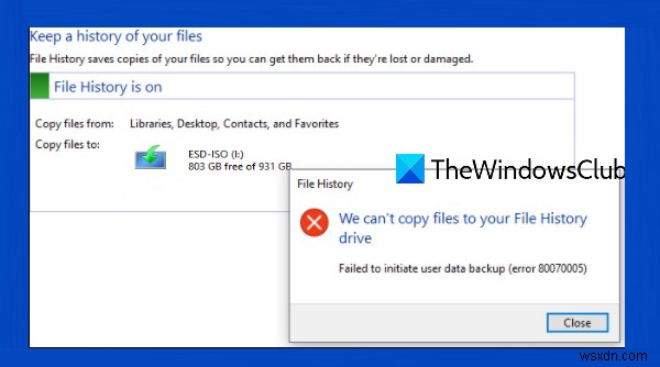 Fix File History Error 80070005 on Windows 11/10