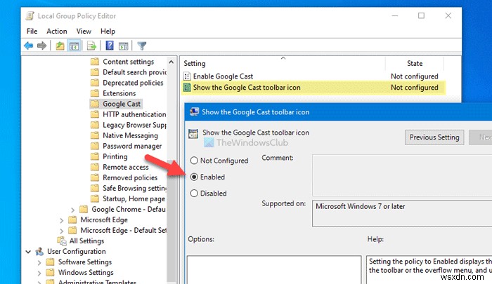 How to show or hide Google Cast toolbar icon in Chrome