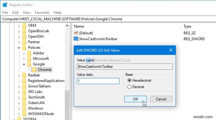 How to show or hide Google Cast toolbar icon in Chrome