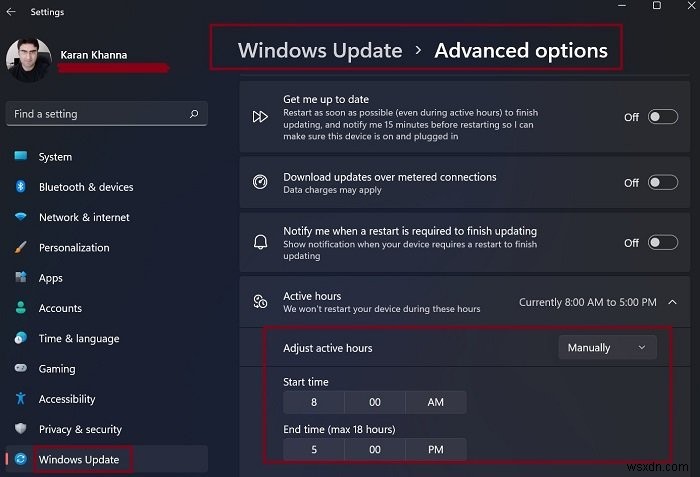 How to configure and use Active Hours in Windows 11/10