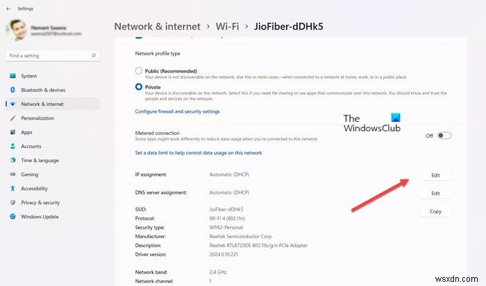 How to set a Static IP Address in Windows 11/10