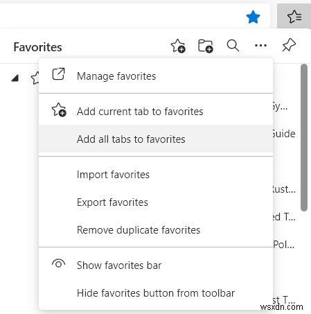How to manage Favorites in Microsoft Edge browser