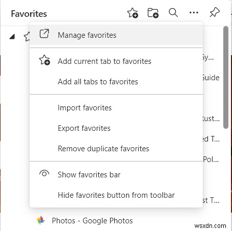 How to manage Favorites in Microsoft Edge browser