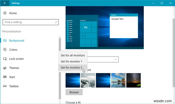 How to set different Wallpapers on Dual Monitors in Windows 11/10