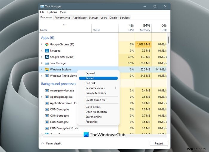How to restart Windows File Explorer easily in Windows 11/10