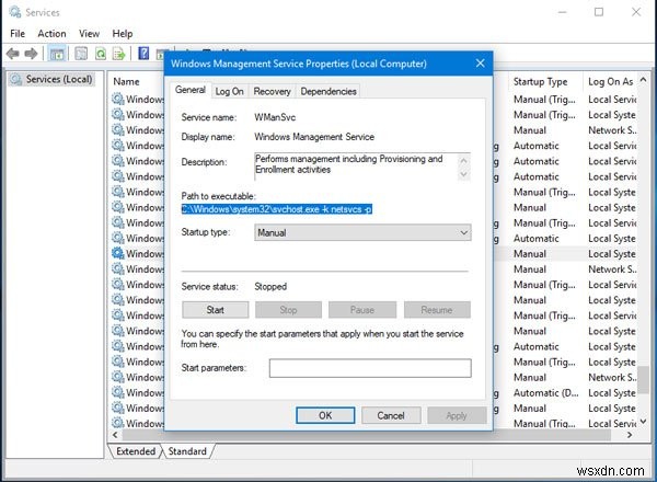 Error 1083, Executable program that service is configured to run in does not implement the service