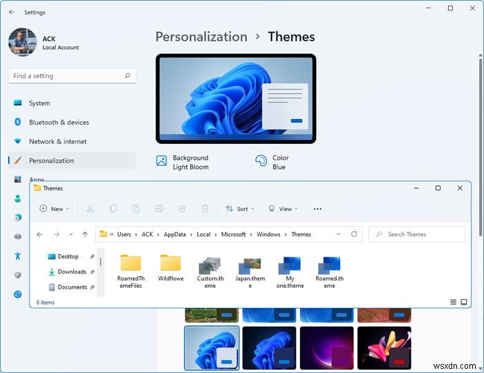 Where does Windows 11/10 store Themes?