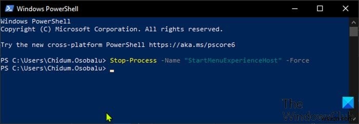 How to restart StartMenuExperienceHost.exe using Command Prompt or PowerShell on Windows 10