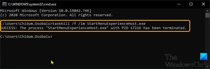 How to restart StartMenuExperienceHost.exe using Command Prompt or PowerShell on Windows 10