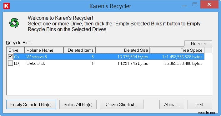 Force Windows to empty Recycle Bins of all Users at the same time