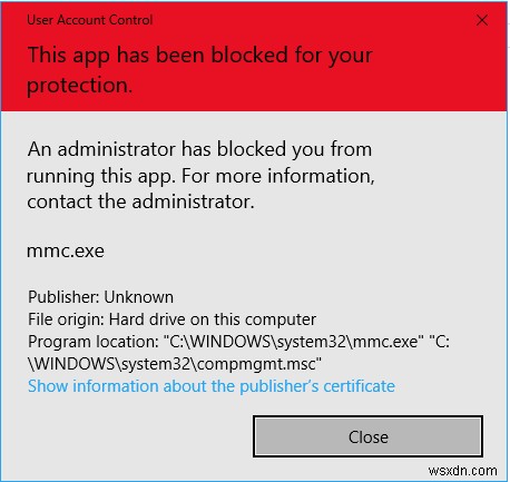 MMC.exe app has been blocked for your protection in Windows 11/10