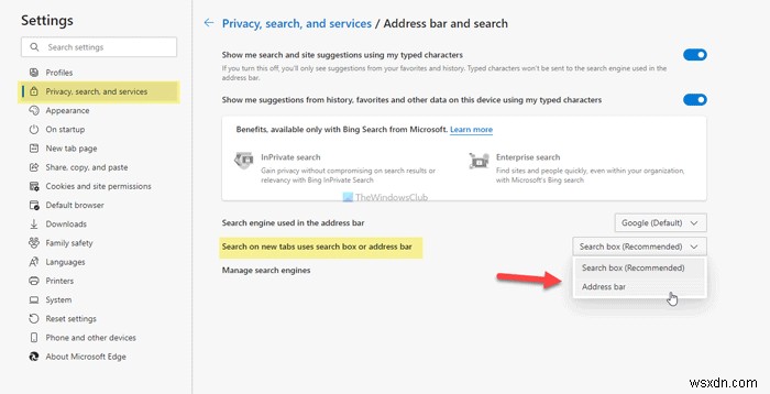 How to enable or disable Search Box on New Tab page in Edge