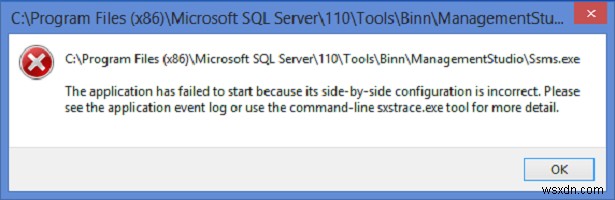 The application has failed to start because its side-by-side configuration is incorrect