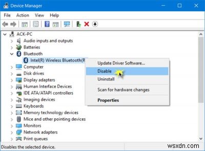 How to turn off or disable Bluetooth in Windows 11/10