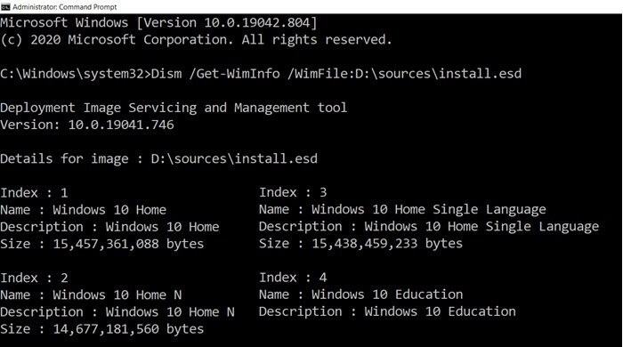 Extract specific Windows version from Windows 10 Multiple Edition ISO