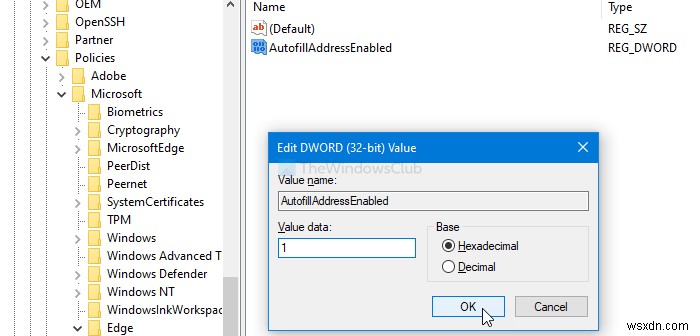 How to enable or disable AutoFill for Addresses and Credit Cards in Edge on Windows 10