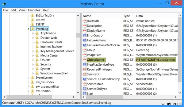 Windows Event Log Service not starting or is unavailable