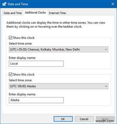 How to show Multiple Clocks on Taskbar in Windows 11/10