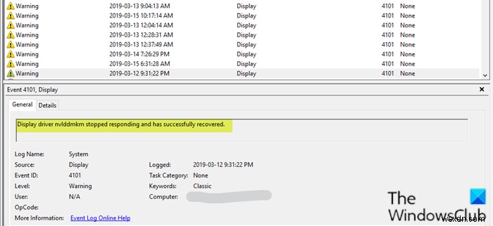 Display driver nvlddmkm stopped responding and has successfully recovered