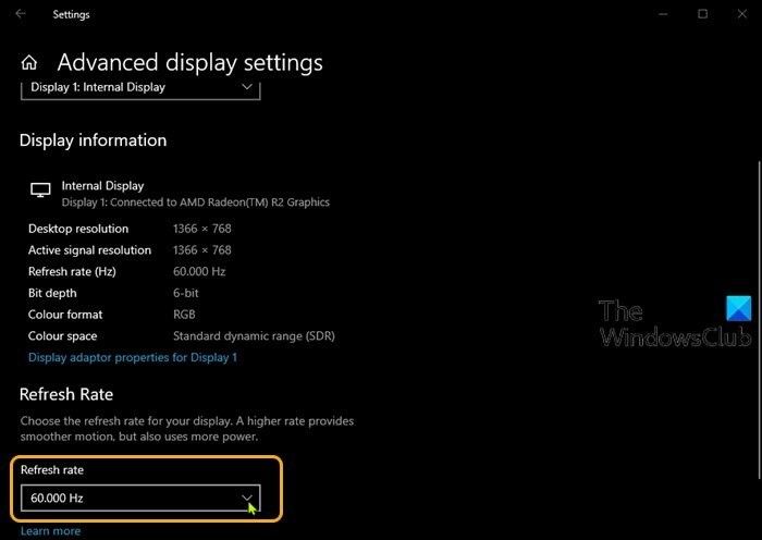 144Hz option not showing up in Display options of Windows 11/10
