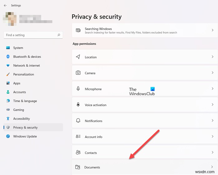 Allow or Disable apps from having Documents Library access in Windows 11/10