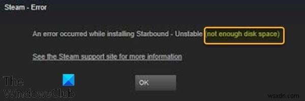 Fix Not enough disk space – Steam error on Windows PC