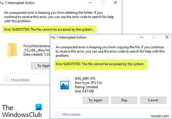 Fix Error 0x80070780, The file cannot be accessed by the system