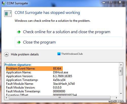 Fix Problem Event Name BEX64 in Windows 10