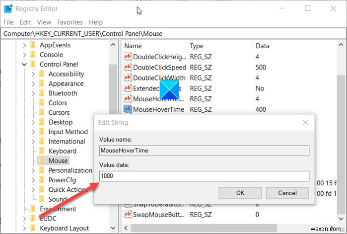 What is Mouse Hover Time and how to change it in Windows 10?