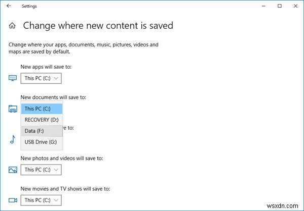 Change default Save location for Documents, Music, Pictures, Videos in Windows 11/10