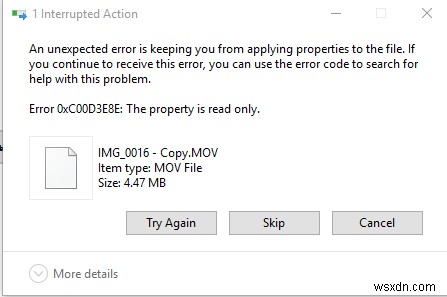 Fix Error 0xC00D3E8E, The property is read only on Windows 11/10
