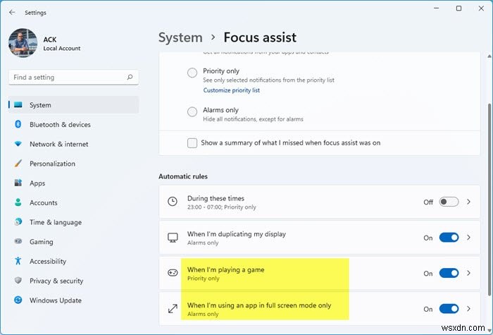 Enable notifications while playing games or watching videos in full screen mode in Windows 11/10