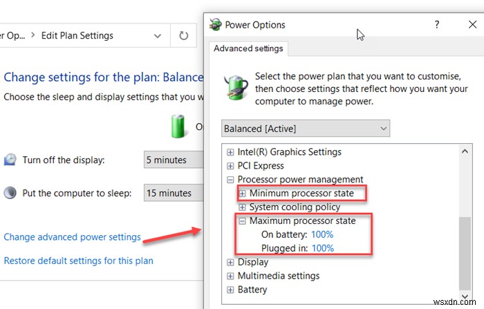 How to change Processor Power State when on battery using PowerCFG command line in Windows 10