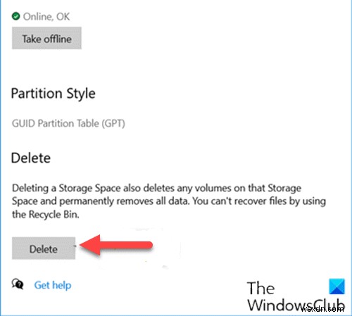 How to Delete a Storage Space from Storage Pool in Windows 11/10