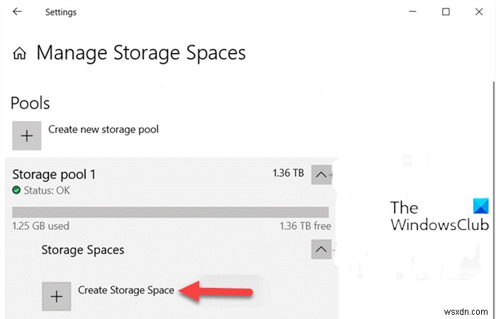 How to Create Storage Space for Storage Pool in Windows 10