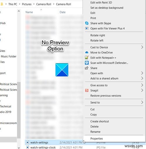 Image Preview missing from Context Menu in Windows 11/10
