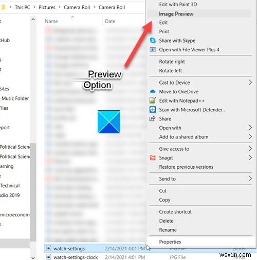 Image Preview missing from Context Menu in Windows 11/10