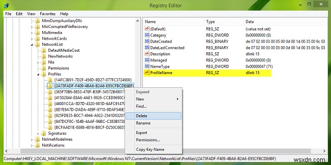Manually remove WiFi Network Profile using Registry in Windows 11/10