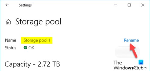 How to Rename Storage Pool for Storage Spaces in Windows 10
