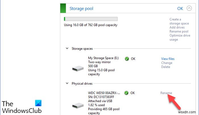 How to Rename Physical Drive in Storage Pool for Storage Spaces in Windows 10